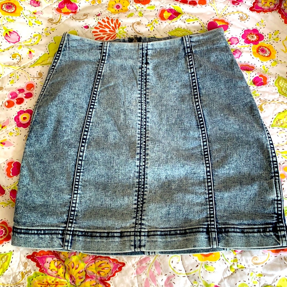 Free People Blue Denim Mini Skirt